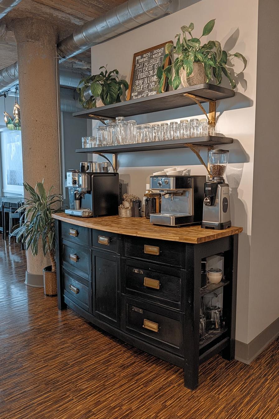 Frame Your Coffee Bar with Industrial Metal Accents For Salon Style