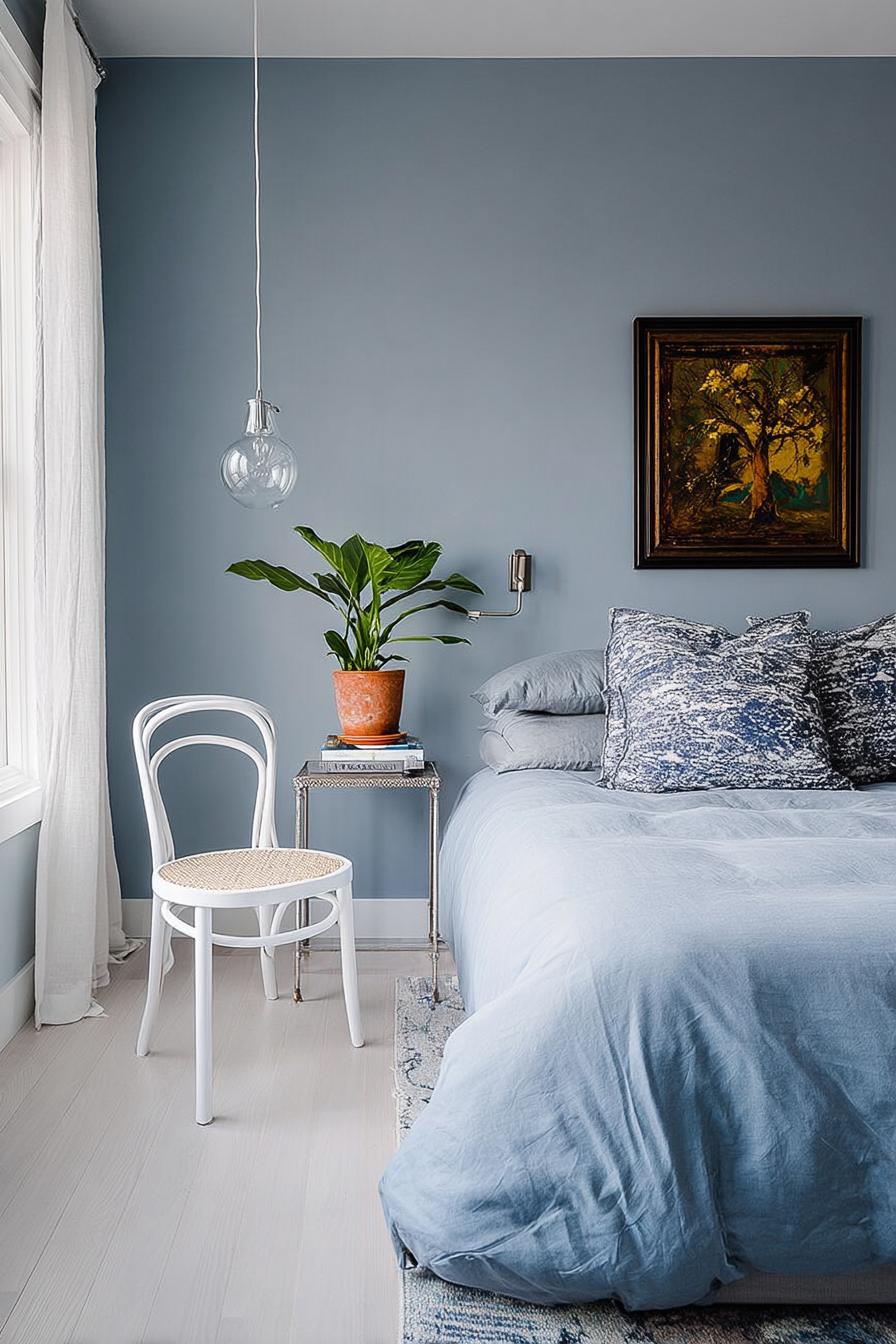 Group Classic Art with Blue Walls For Timeless Visual Impact
