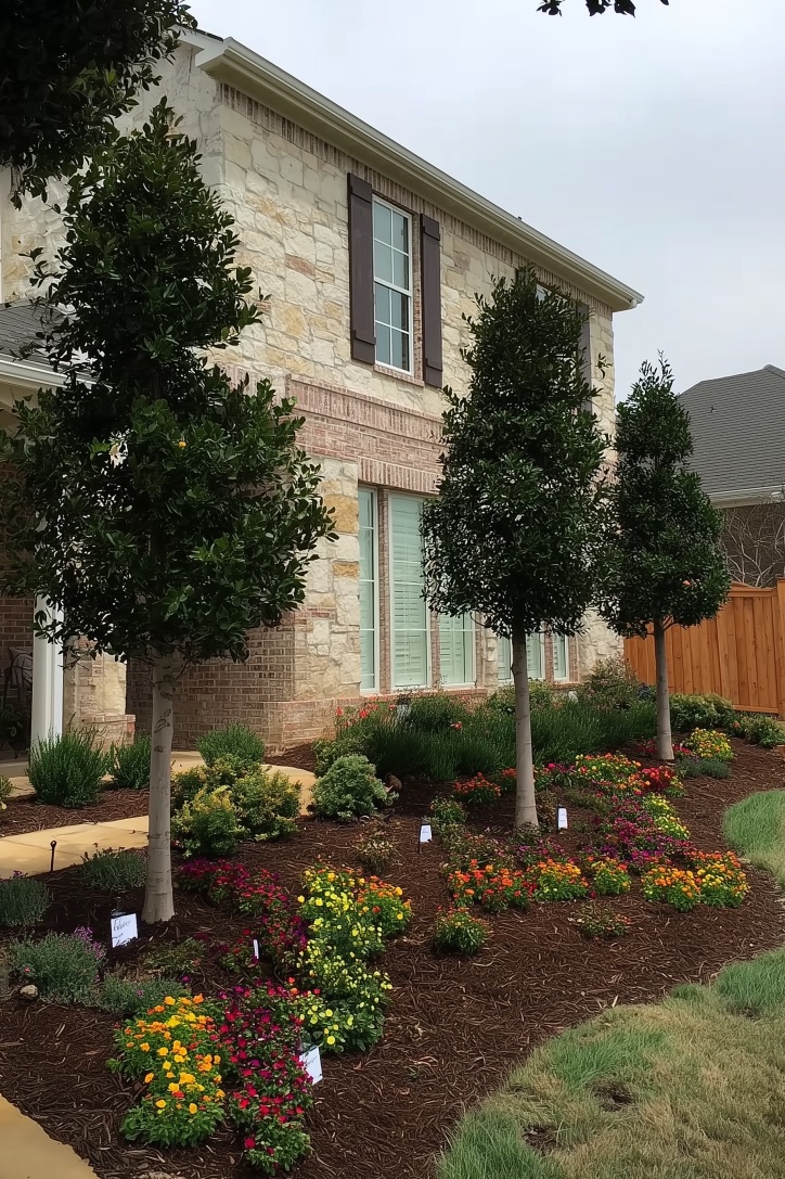 Group Matching Shrubs for Unified Front Yard Layout