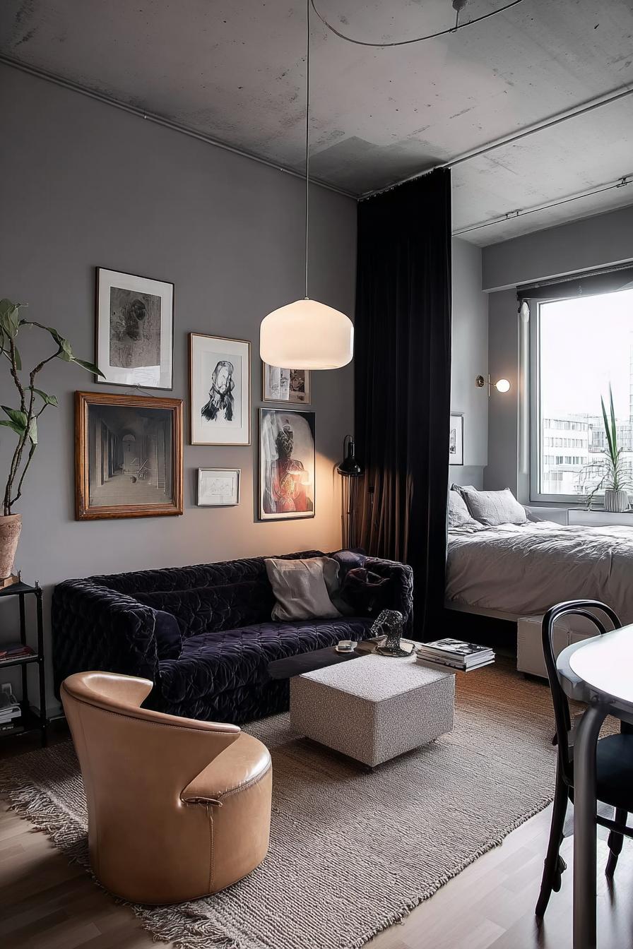 Hang a Floor to Ceiling Curtain For Instant Privacy in Tiny Spaces