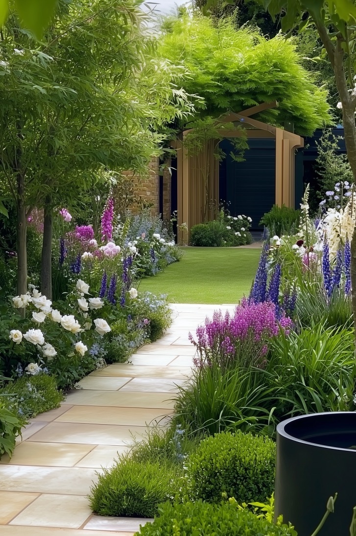 Highlight a Curved Pathway Border with Shade Plants