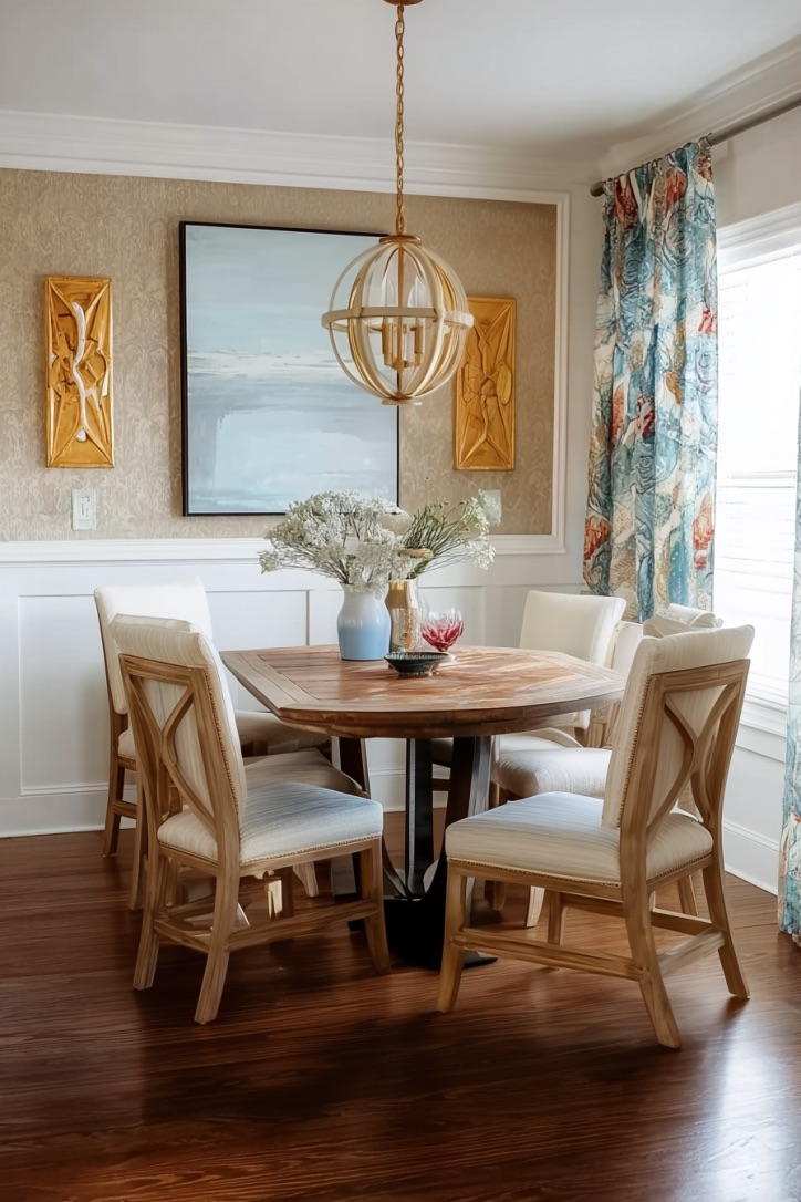 Highlight Bold Drapery Patterns for Unique Dining Room Inspiration