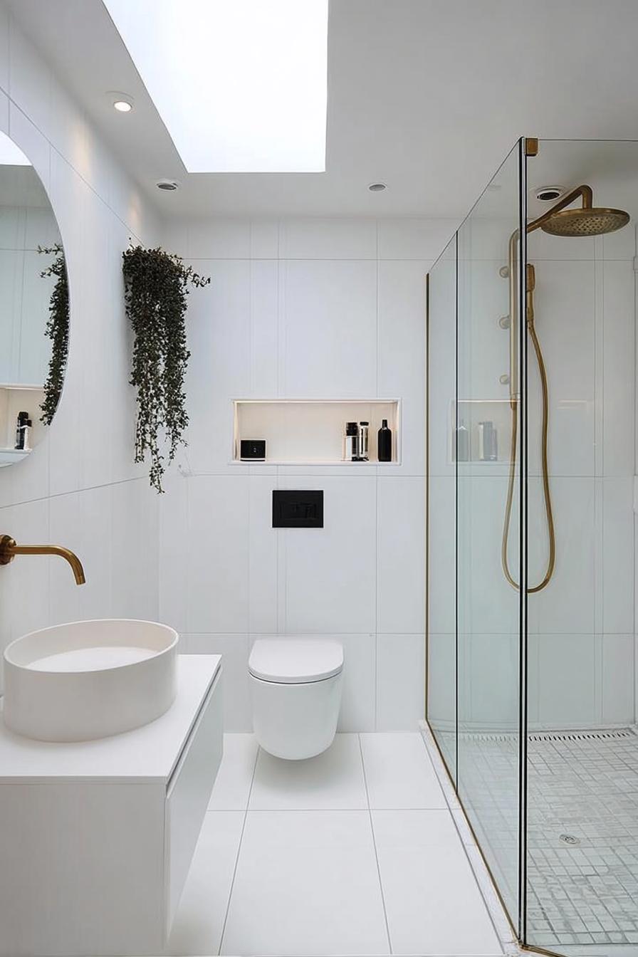 Highlight Brass Fixtures For Classic White Bathroom Elegance