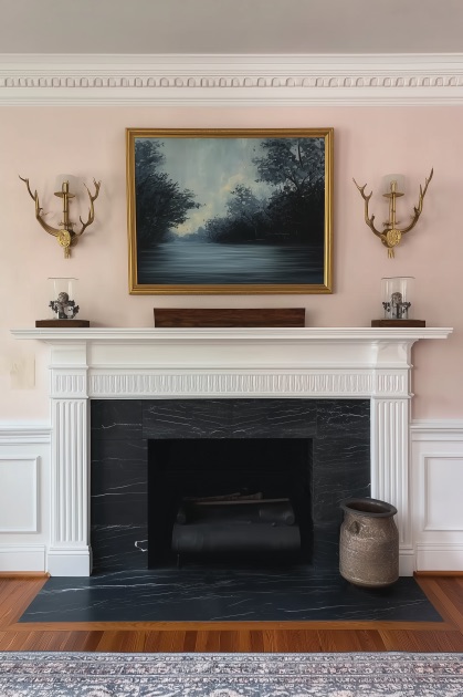 Highlight Brass Sconces for Classic Mantle Fireplace Ideas