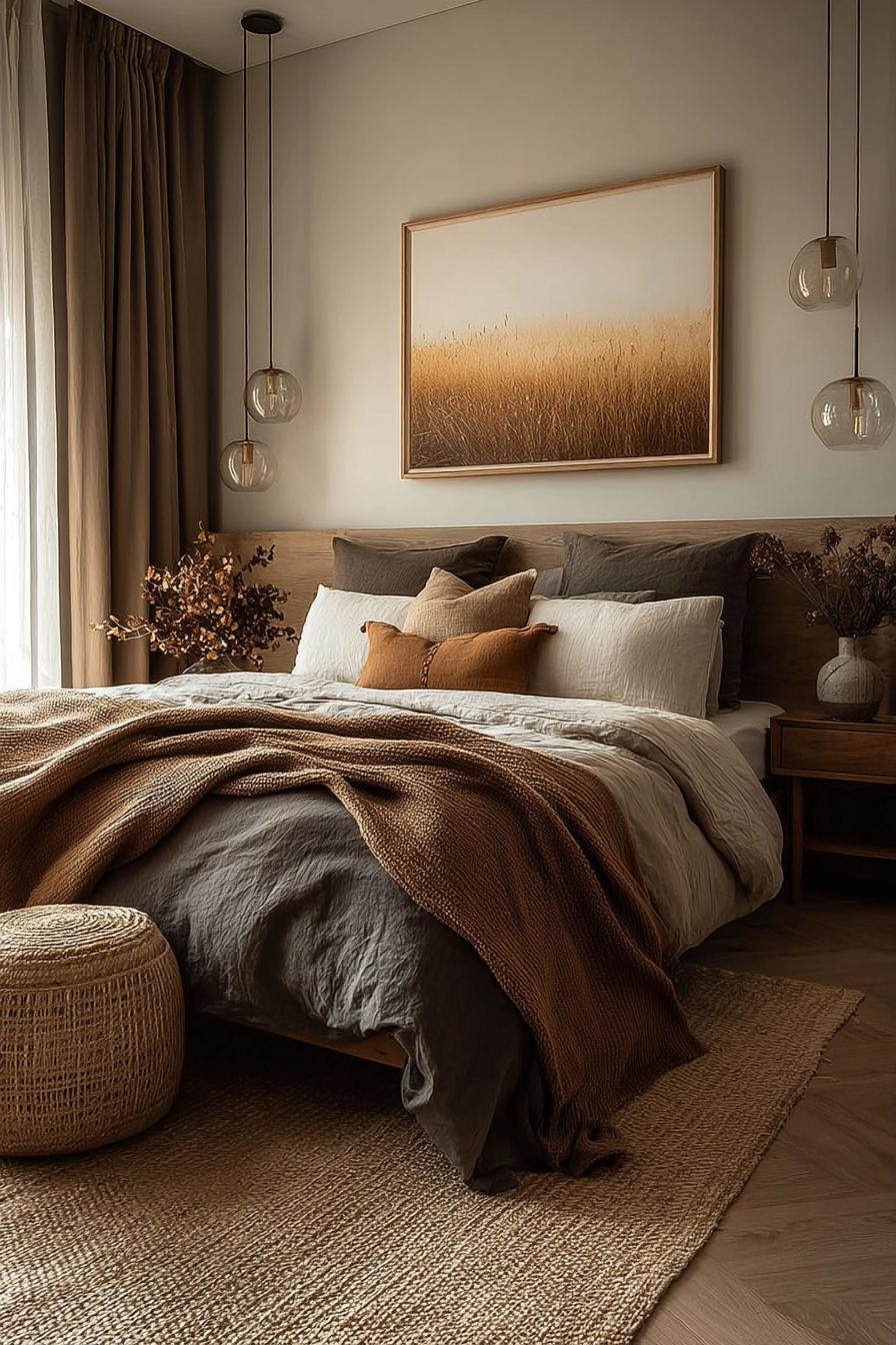 Highlight Earthy Tones with a Textured Brown and Green Throw