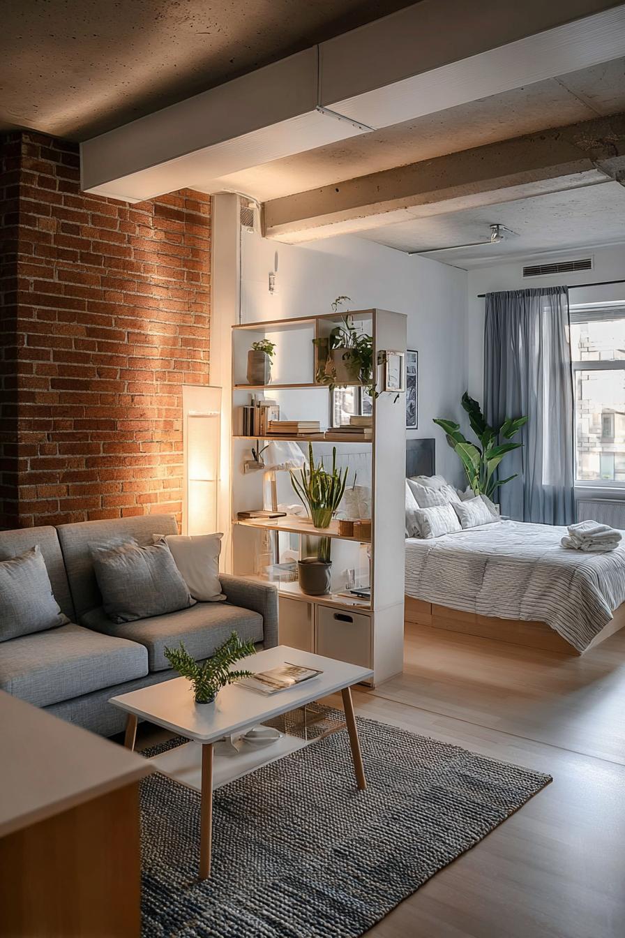 Highlight Exposed Brick Wall For Warm Industrial Vibe in Small Spaces