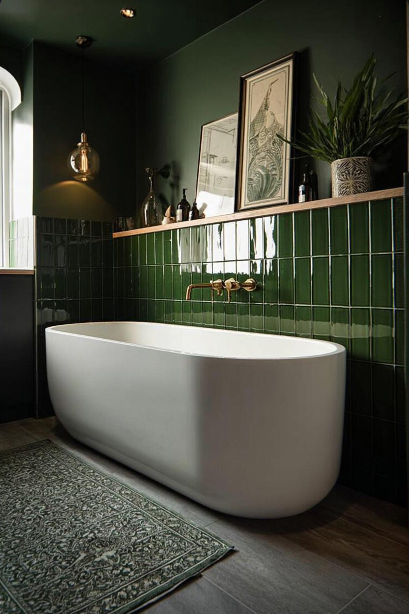 Highlight Glossy Green Tiles for a Modern Statement