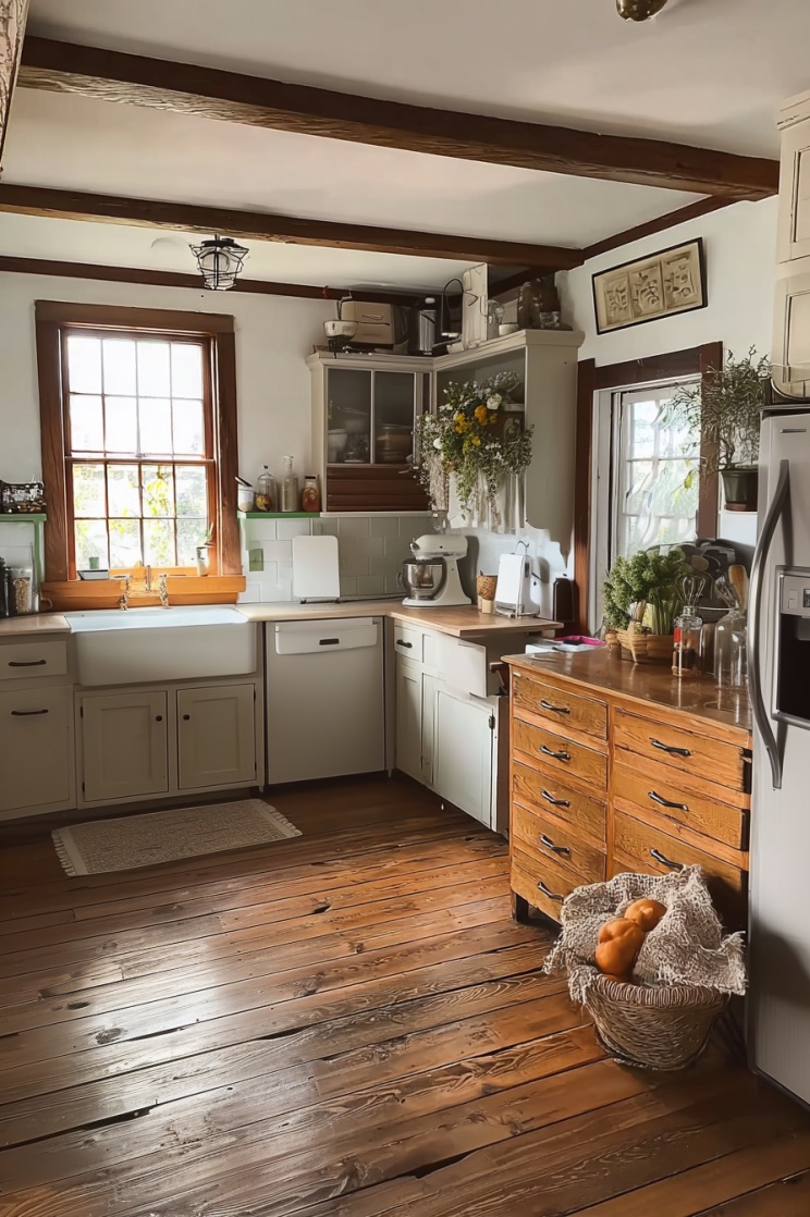 Highlight Natural Wood Floors for Inviting Vintage Appeal