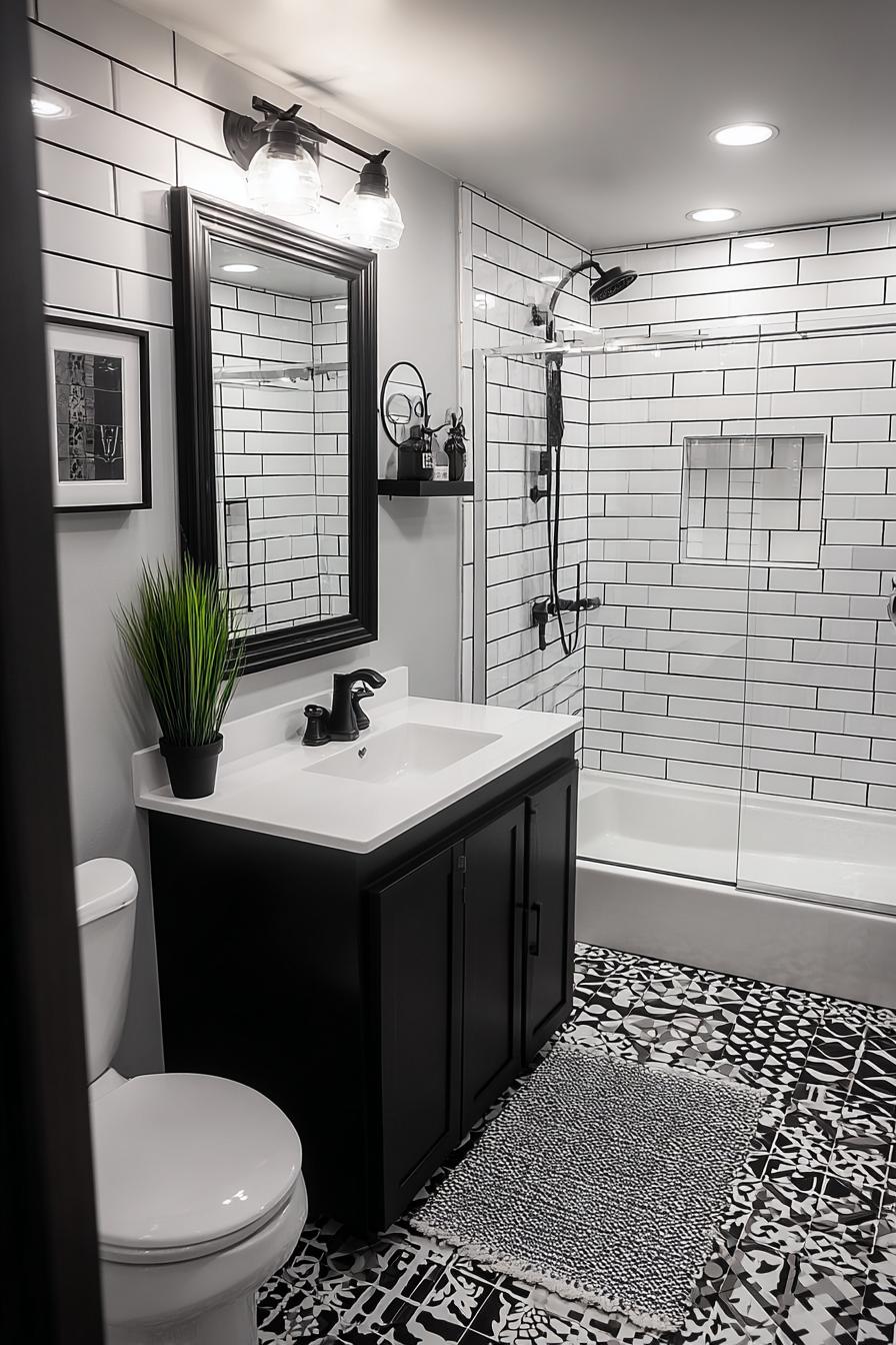 Highlight Patterned Black and White Floor Tile For Bold Contrast