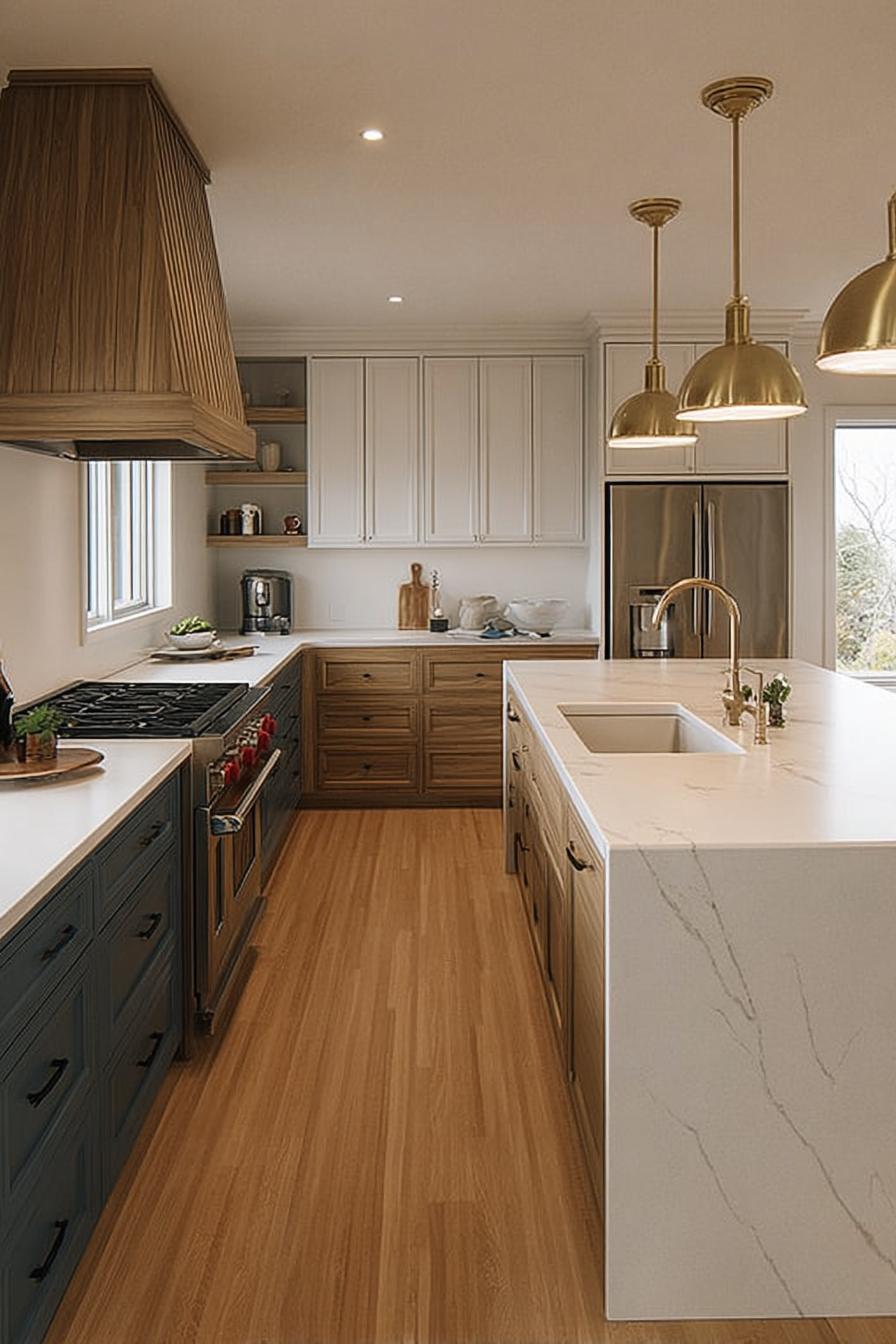 Highlight the Marble Style Kitchen Island with Sink