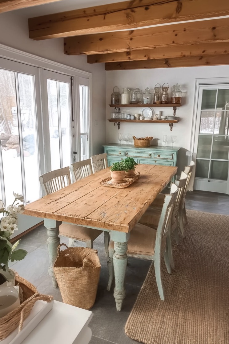 Highlight Vintage Dishware Collections on Open Display Shelving