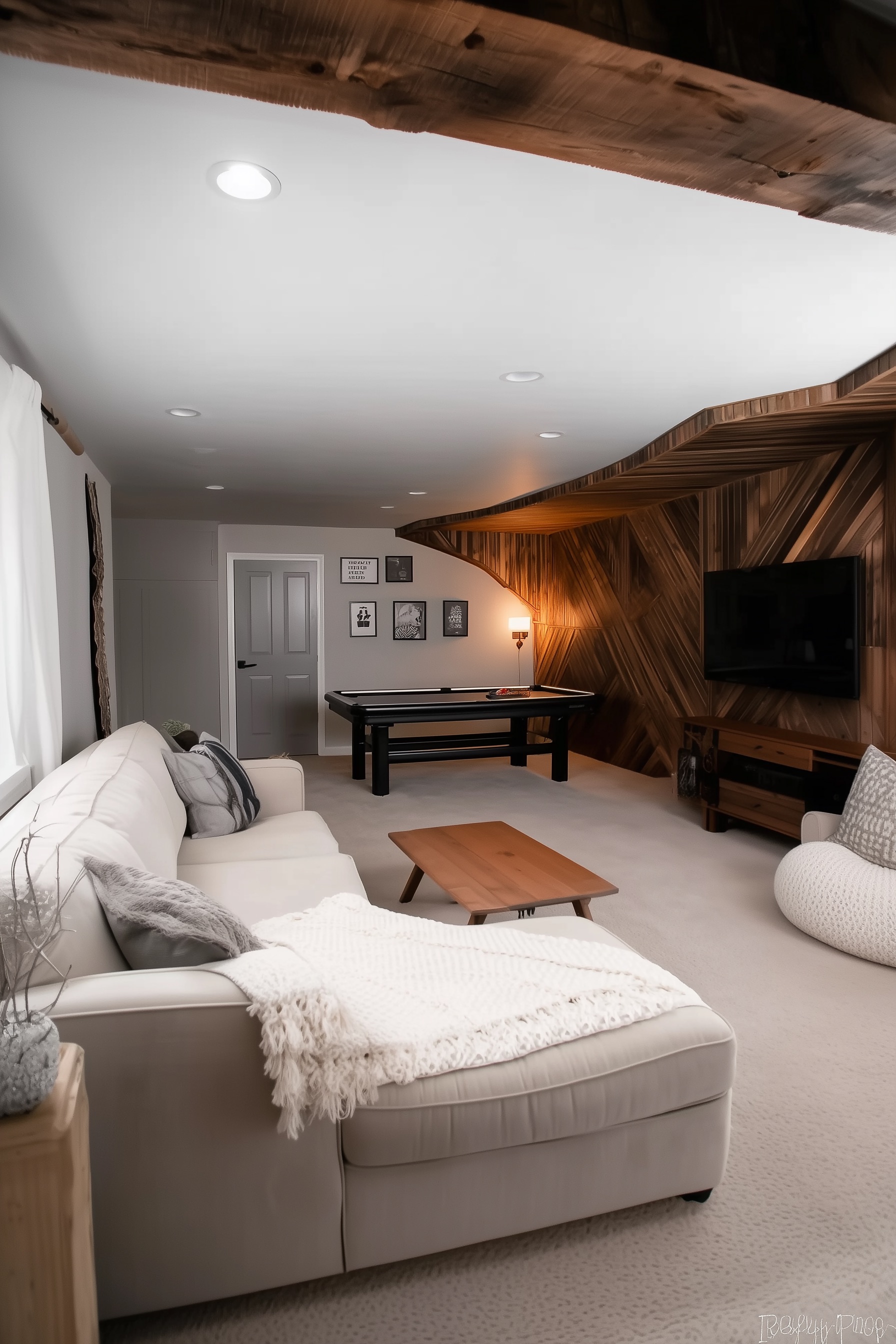 Highlight Wood Accent Walls for a Dream Basement Retreat