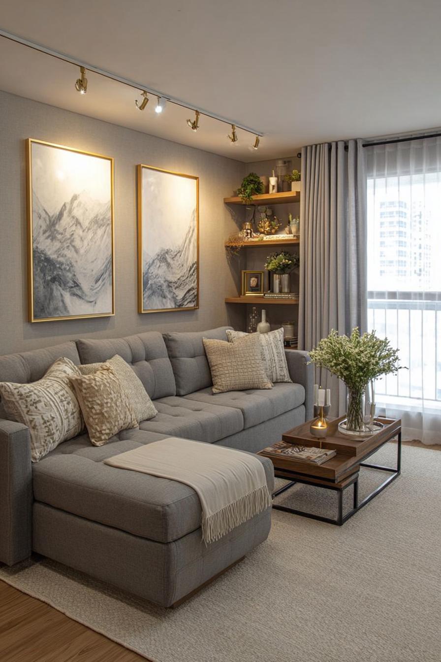 Illuminate Artwork with Adjustable Track Lighting For Living Room Inspiration