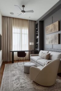 illuminate the room with sheer drapes for a soft apartment glow