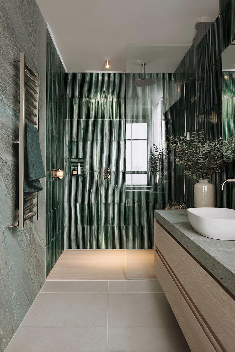 Illuminate the Shower Area with Subtle Under Bench Lighting