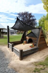 incorporate a wooden tunnel for creative sandbox play