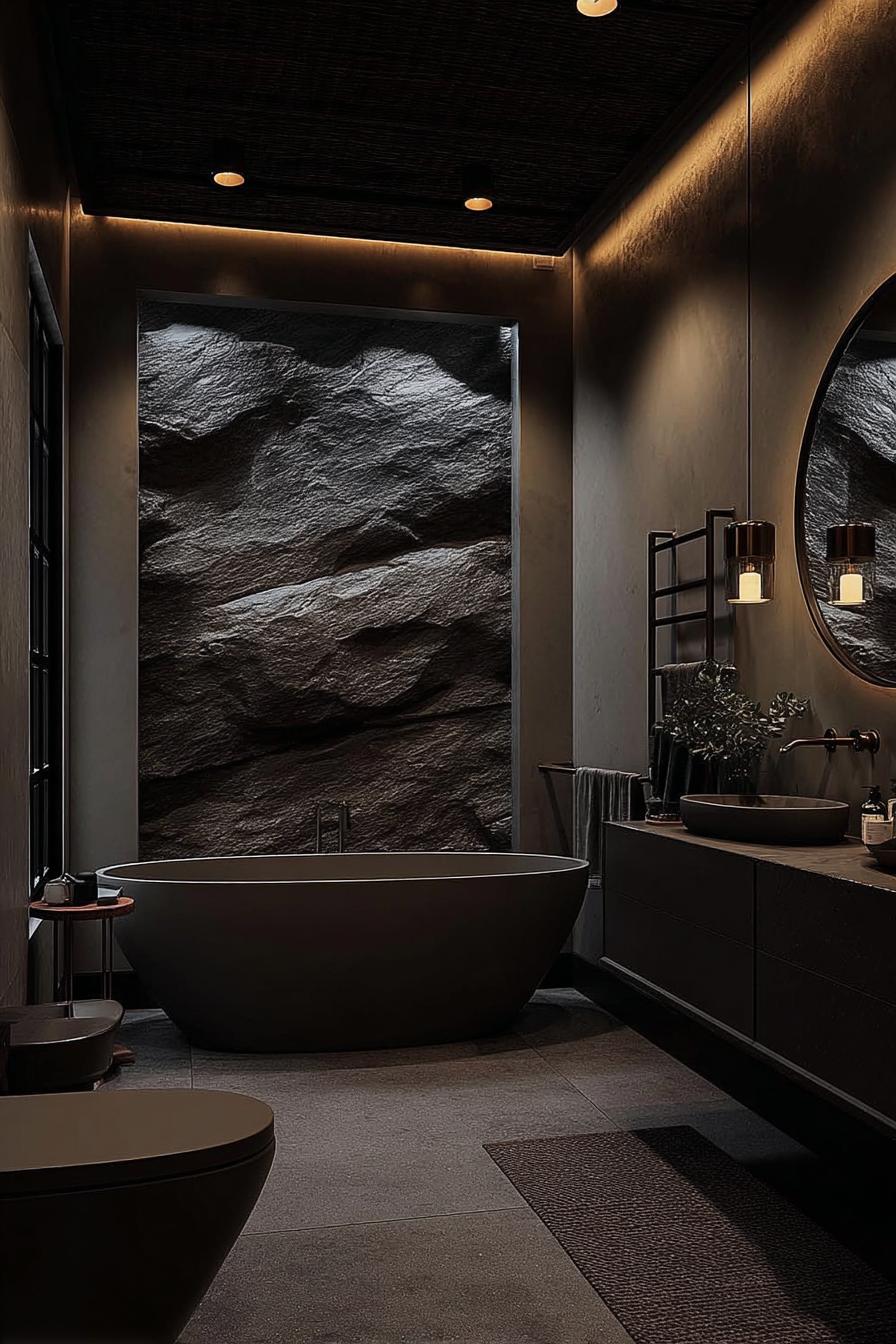 Incorporate Dramatic Stone Walls For a Luxury Spa Ambience