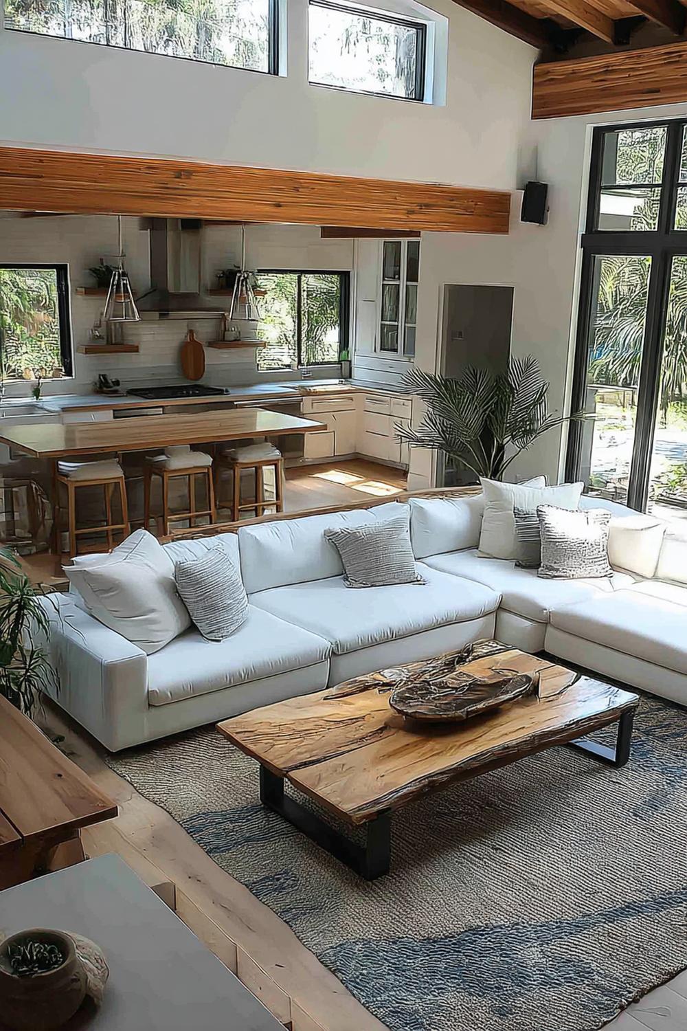 Incorporate Large Windows to Maximize Natural Light in Open Concept