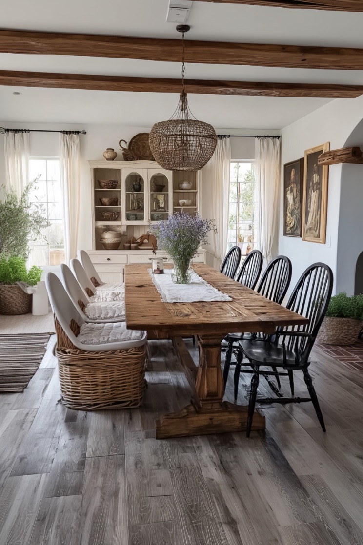 Incorporate Mismatched Dining Chairs for an Eclectic Country Vibe