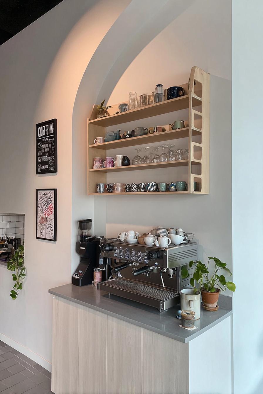 Incorporate Potted Greenery For Fresh Home Coffee Bar Styling