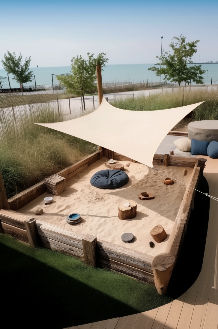 Install a Sun Shade Over a Backyard Sandbox for Toddlers