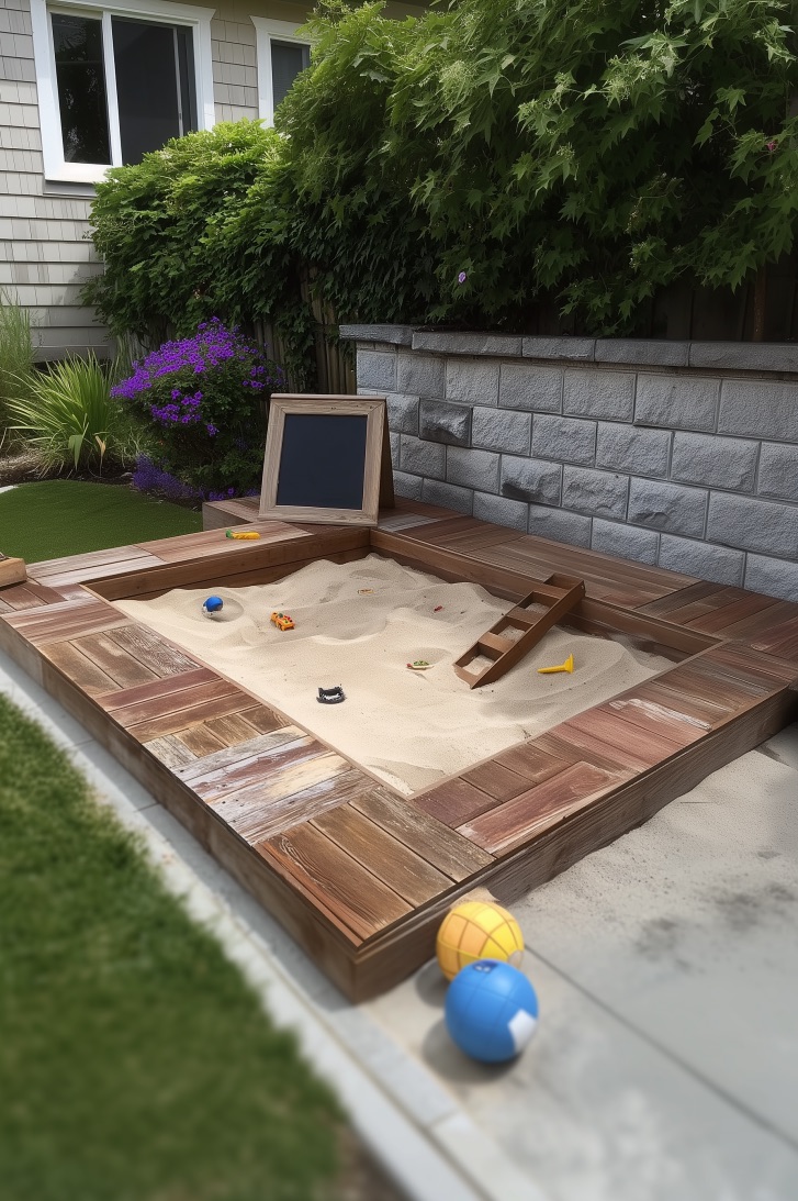 Integrate a Built in Chalkboard for Outdoor Sandbox Art