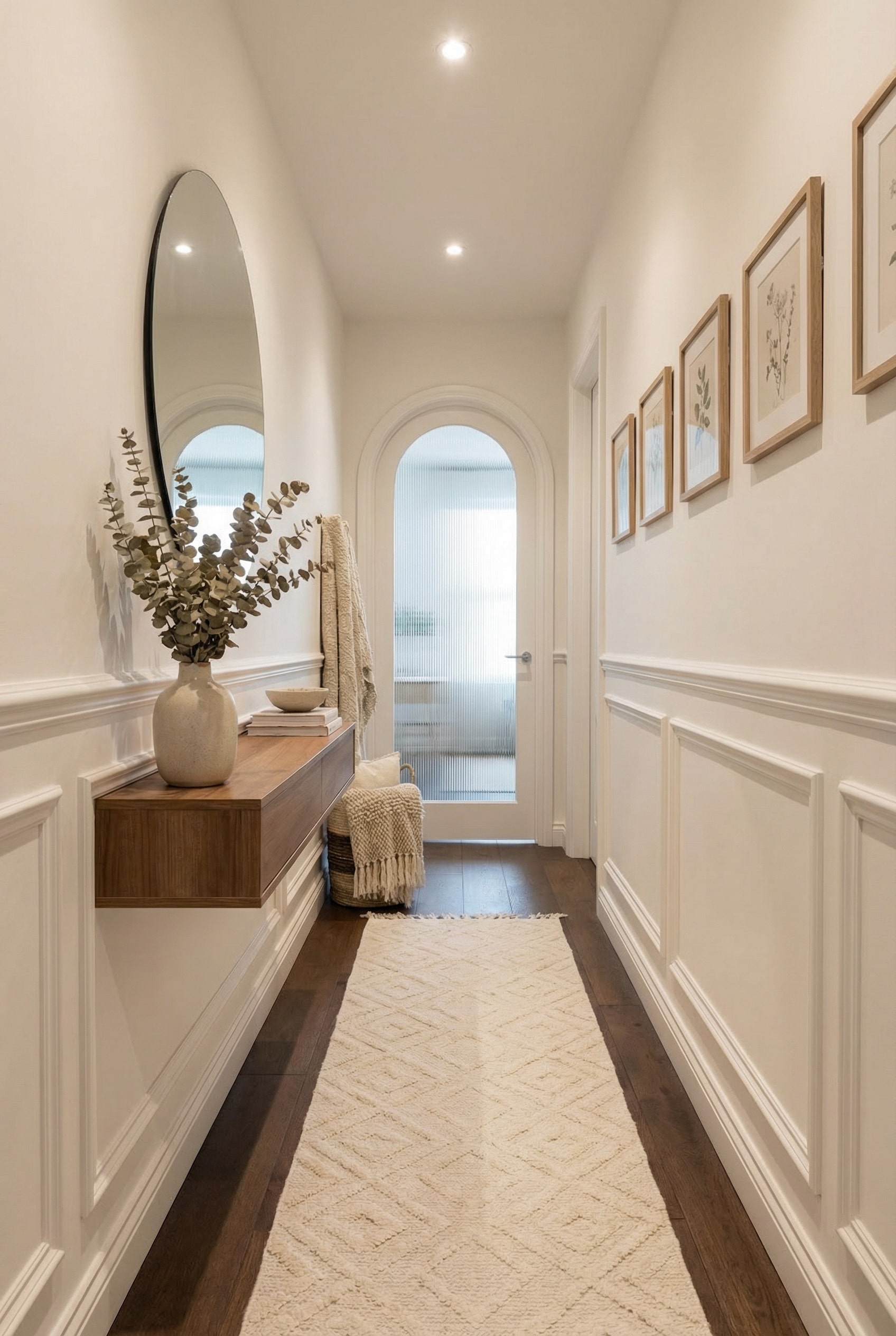 Layer a Diamond Pattern Rug for Subtle Warmth in Dark Hallways