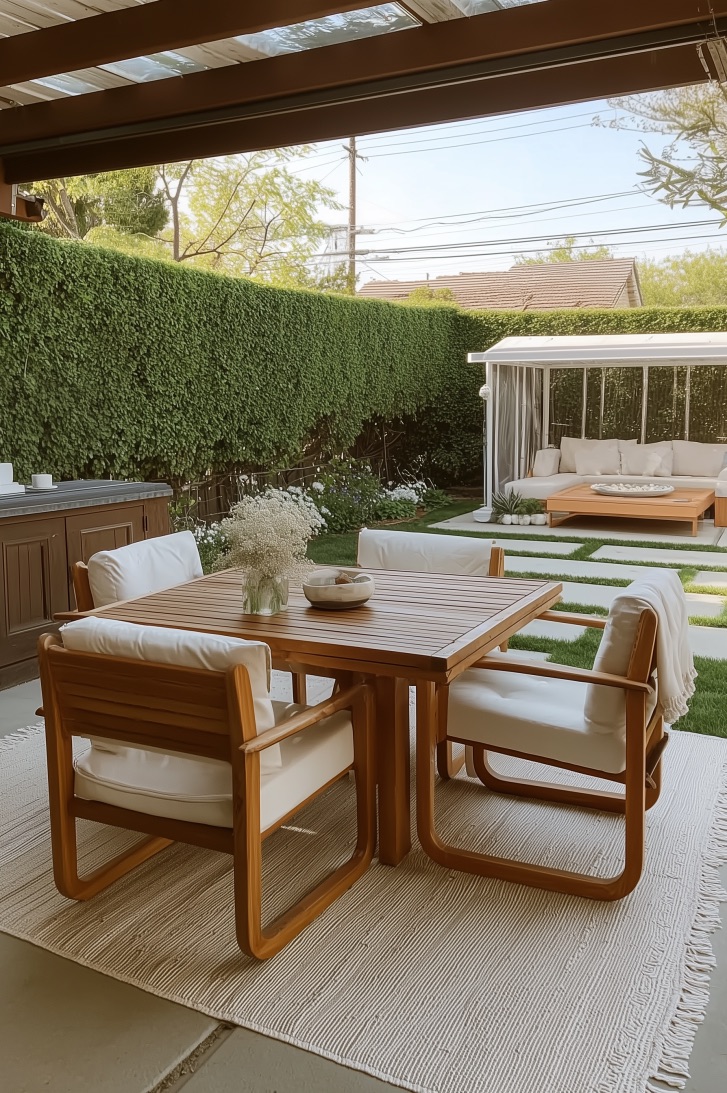 Layer a Neutral Outdoor Rug for Simple Backyard Comfort
