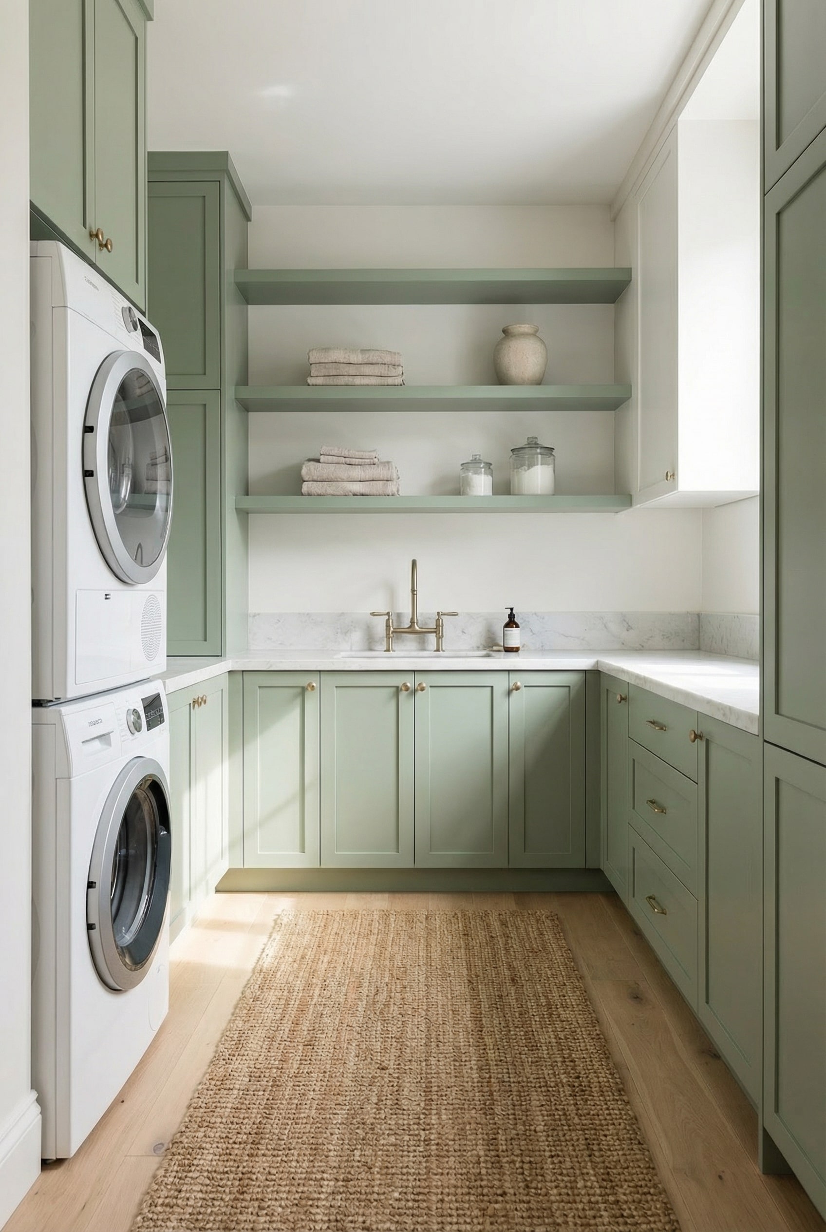 Layer Natural Fiber Rugs for Cozy Laundry Room Makeover