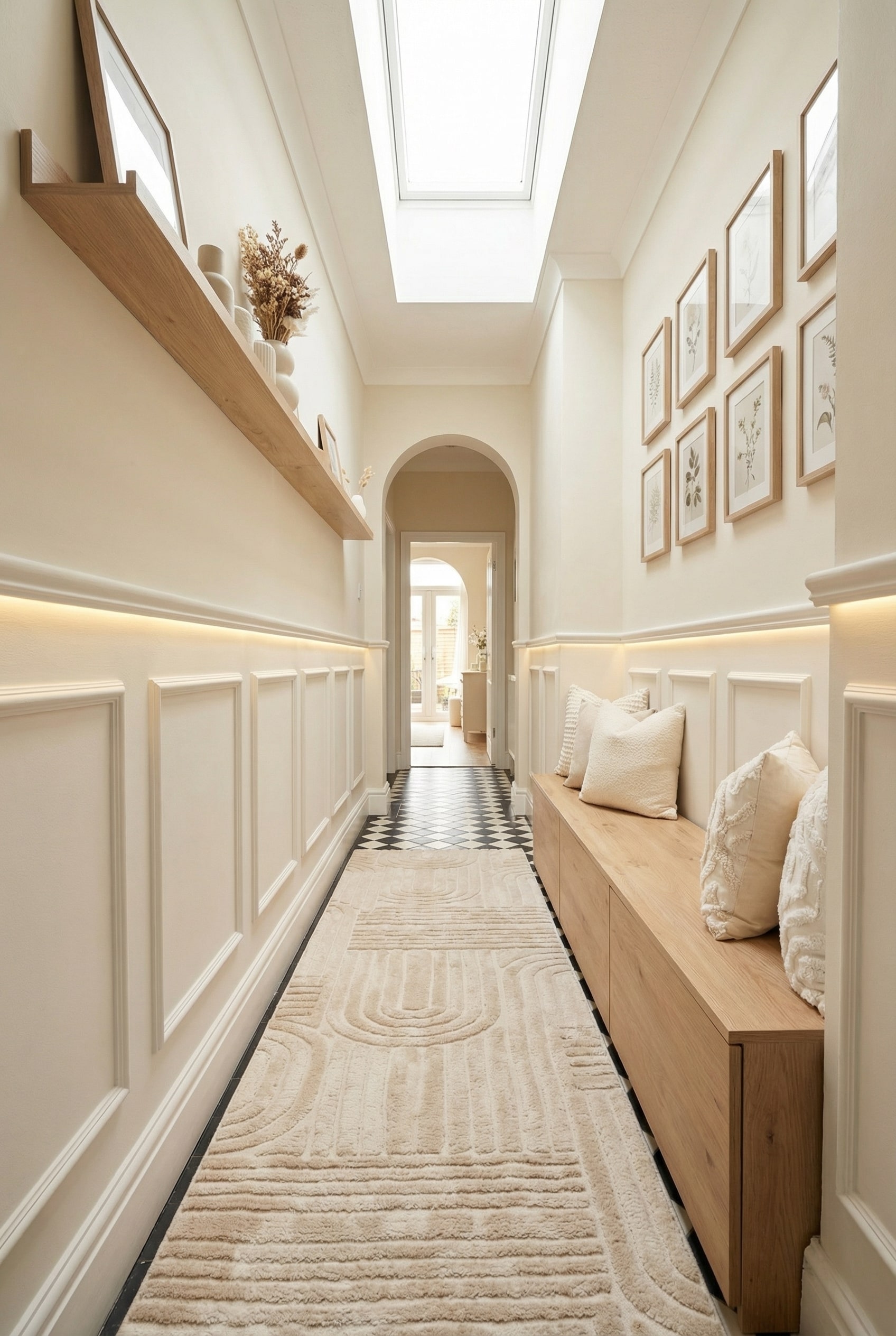 Layer Textured Neutral Throw Pillows for Cozy Hallway Seating