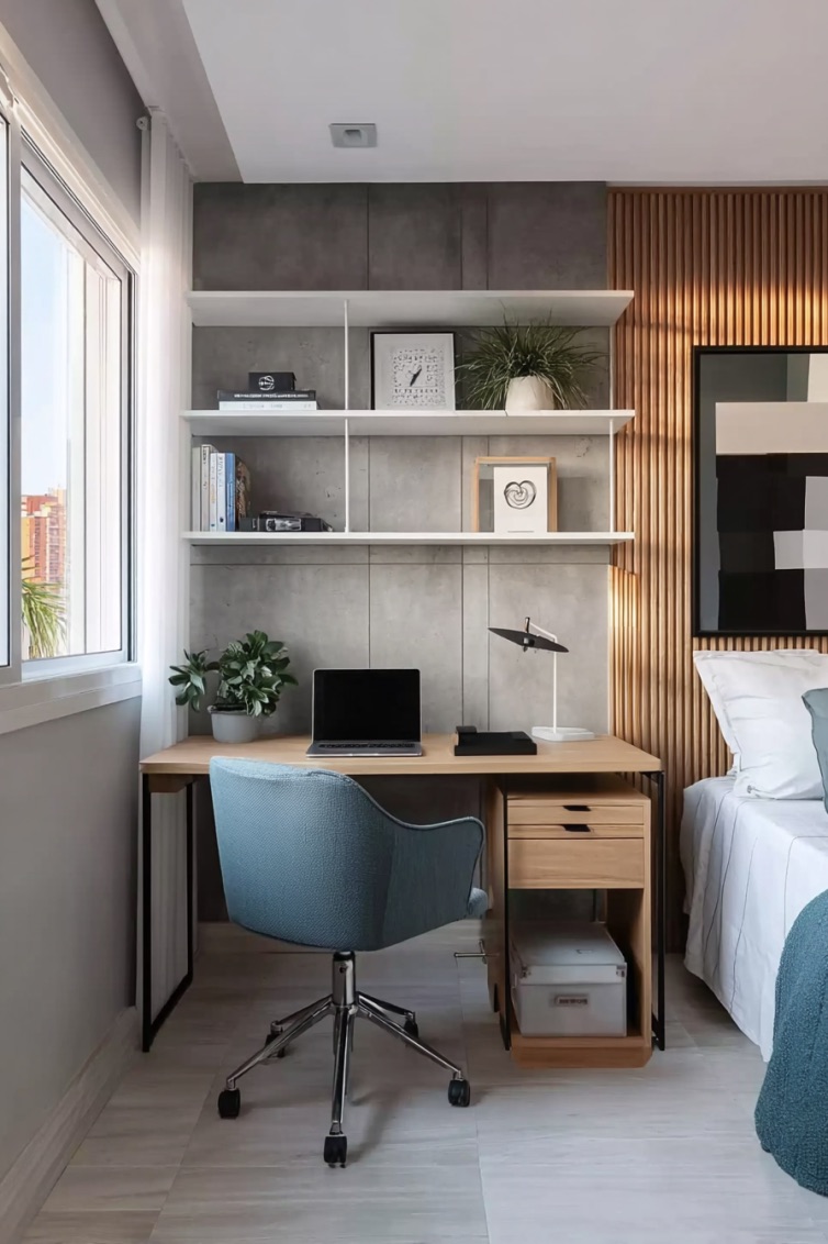 Maximize Vertical Wall Shelving for Efficient Guest Room Organization