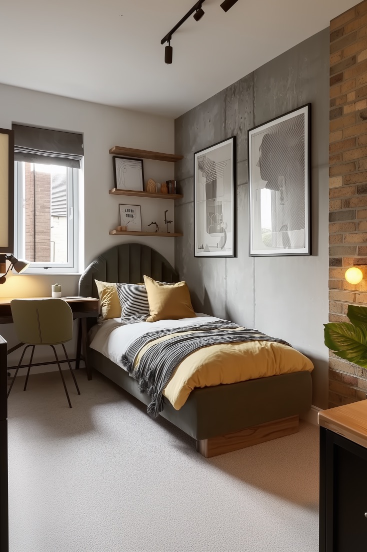 Mix Industrial Wall Finishes for a Unique Boys Teen Room