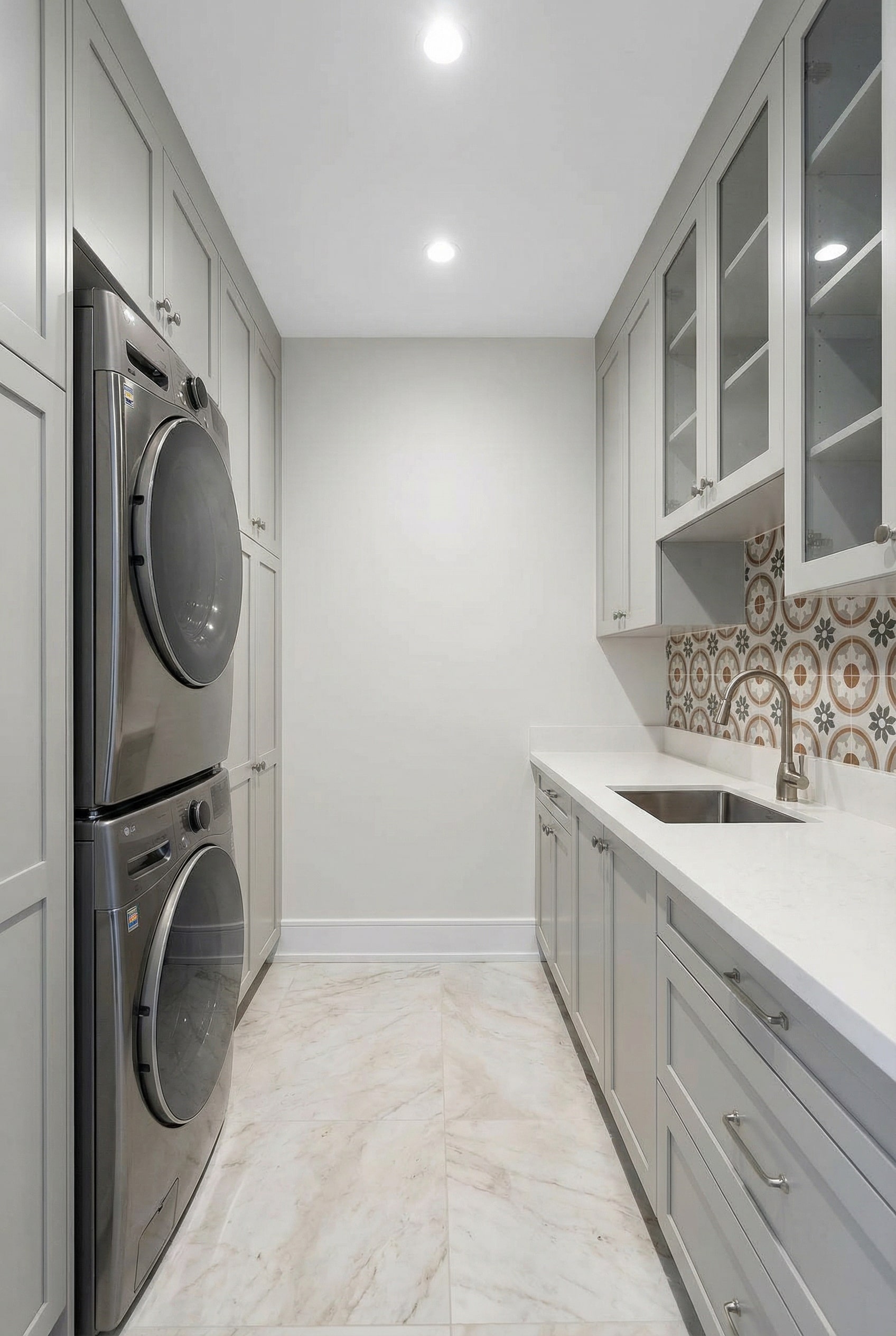 Opt for Glass Cabinet Doors to Enhance Open Storage Visually