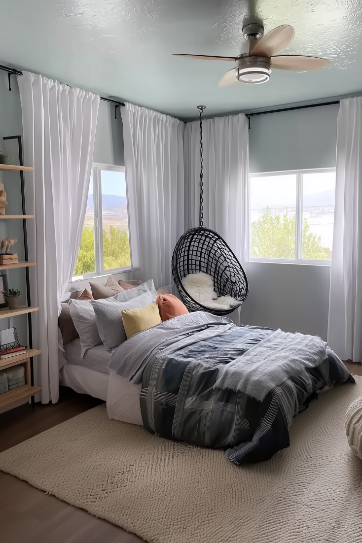 Paint the Ceiling Blue for a Unique Girls Teenagers Space