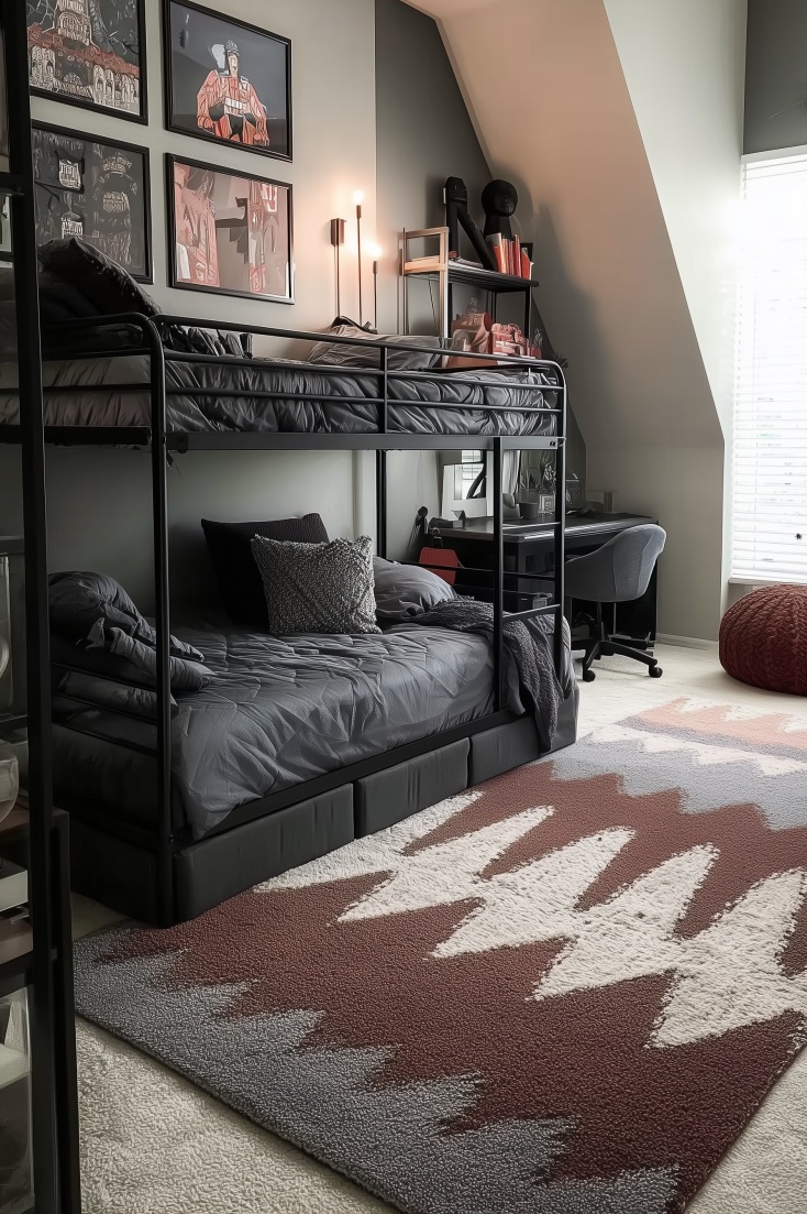 Place a Graphic Rug for a Cozy Small Room Feel