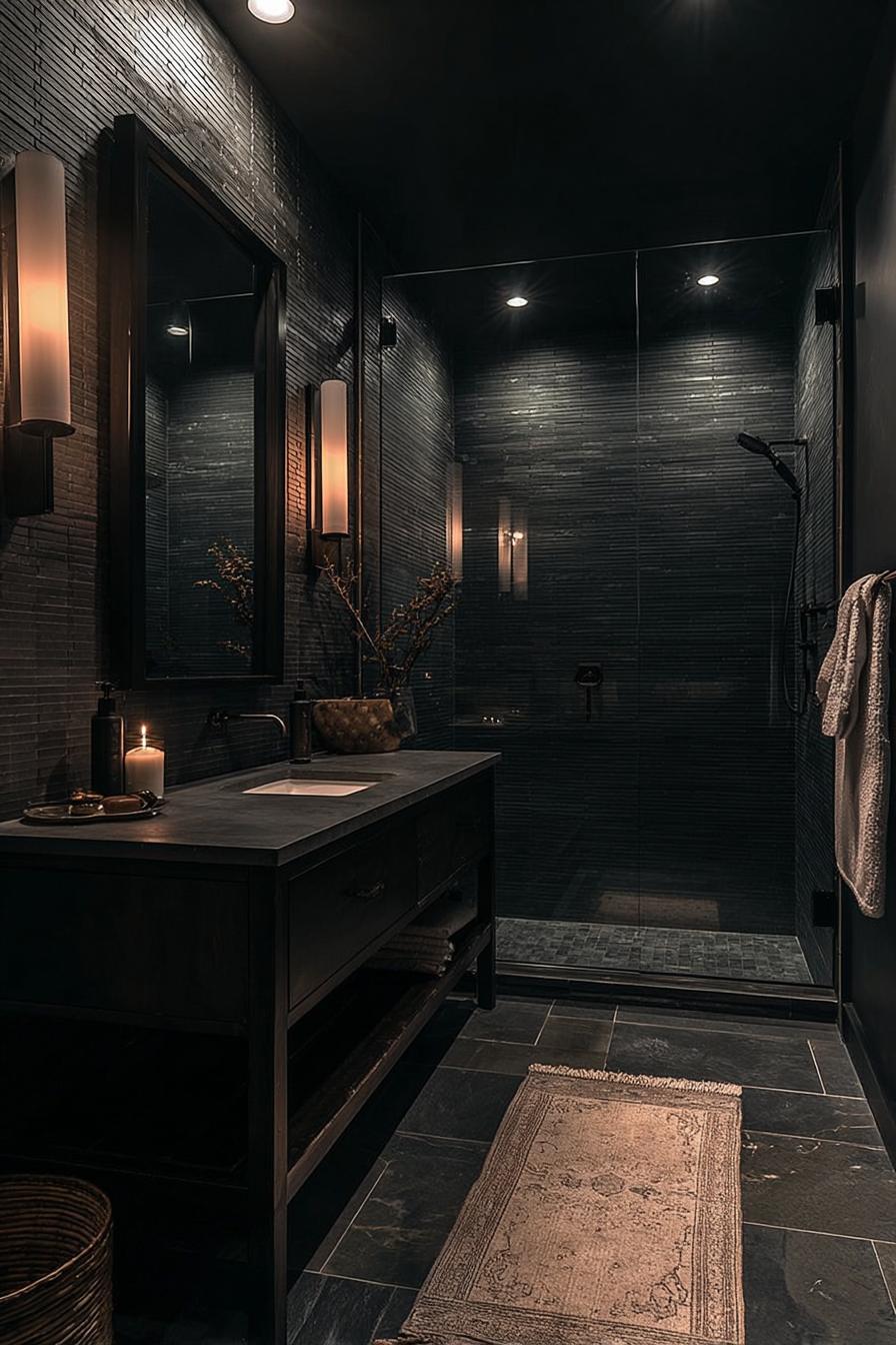 Place a Plush Runner Rug to Soften Moody Stone Floors