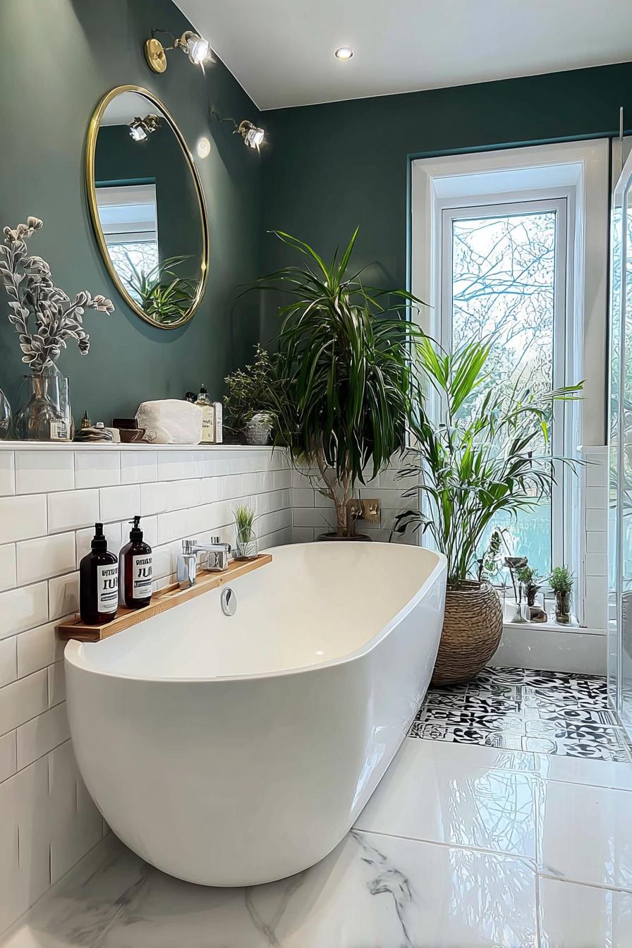 Place Lush Indoor Plants Around the Bathtub For a Green Oasis