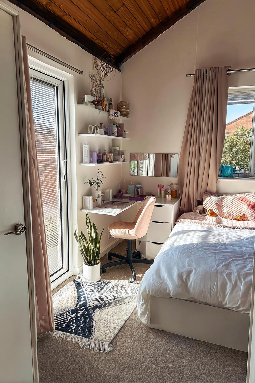 Position a Floating Desk Near Window For Bright Small Space Workspace