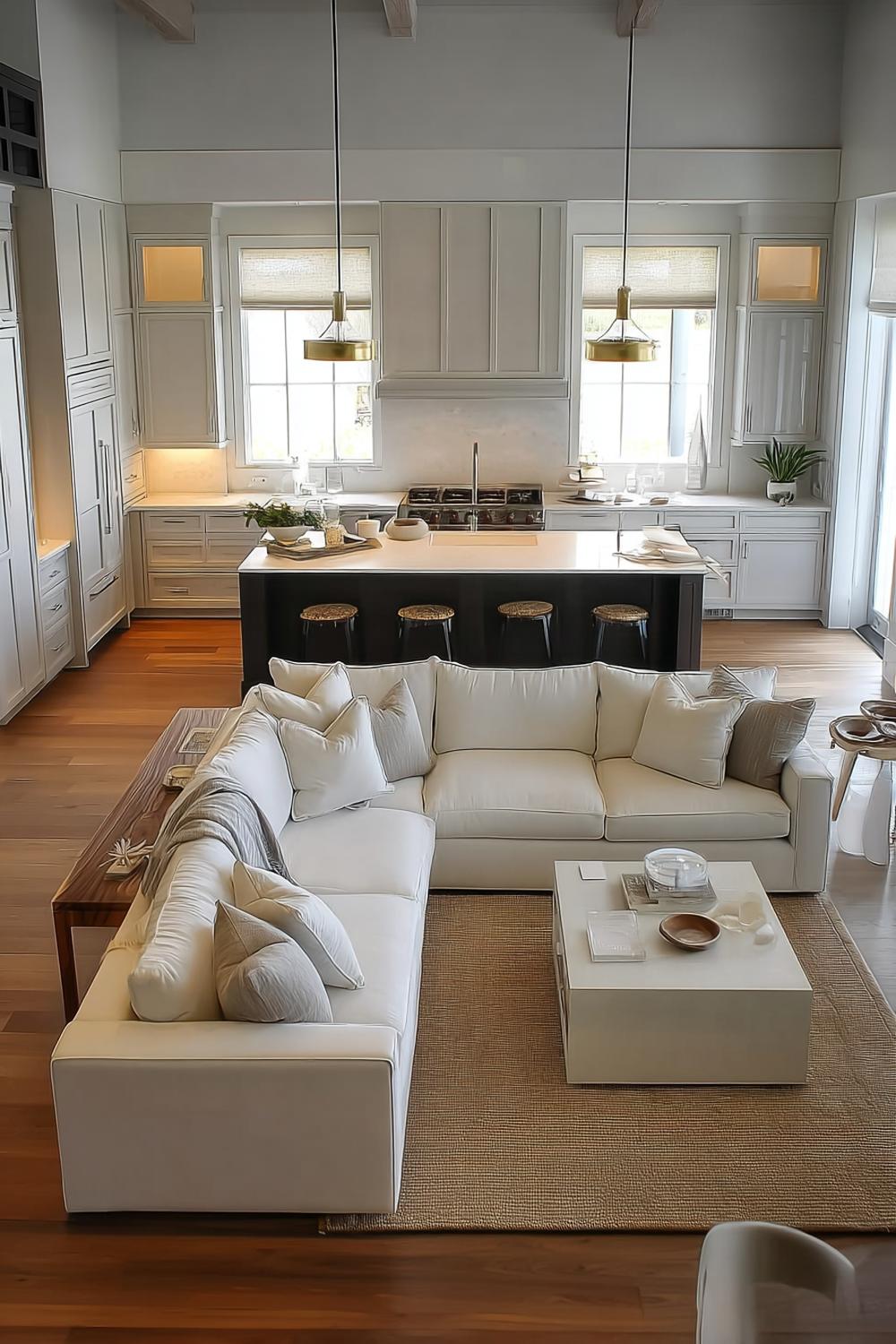 Position a Sectional Sofa to Define Living Area in Open Concept