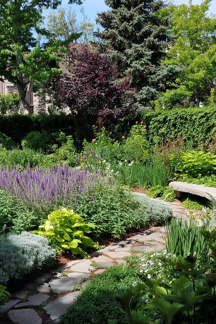 Position a Stone Bench to Create a Peaceful Partial Shade Retreat