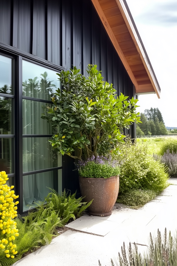 Position Large Greenery Filled Pots Beside Your Front Door