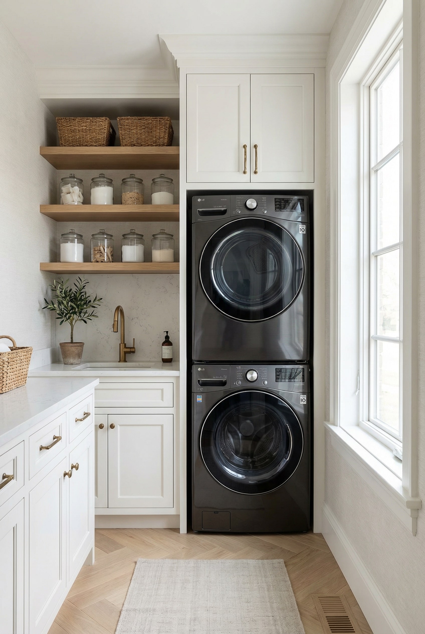 Position Laundry Appliances Beside Windows for Bright Apartment Ambience