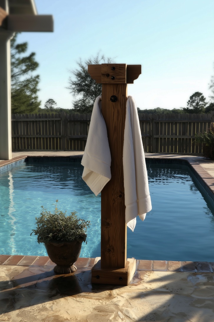 Position Towel Racks Beside Fences for Backyard Convenience