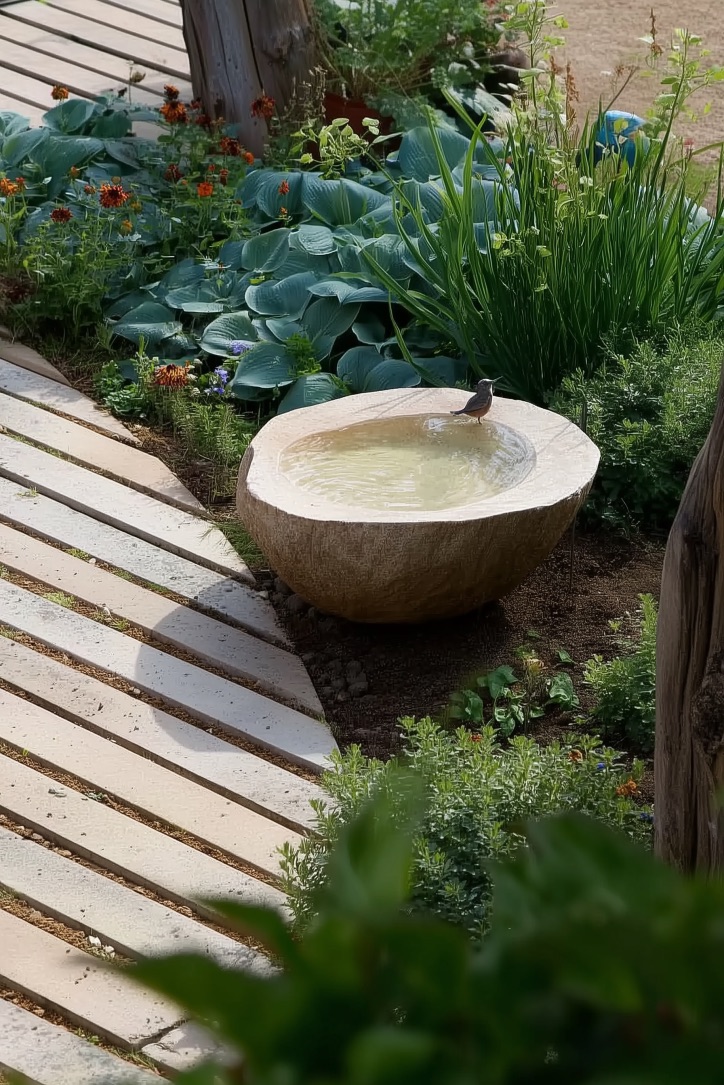 Select a Natural Stone Bird Bath for Organic Garden Appeal
