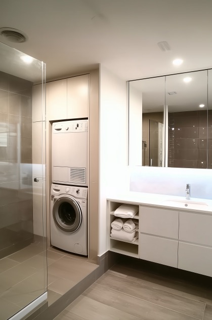 Select Neutral Grey Tile for a Serene Wash Retreat