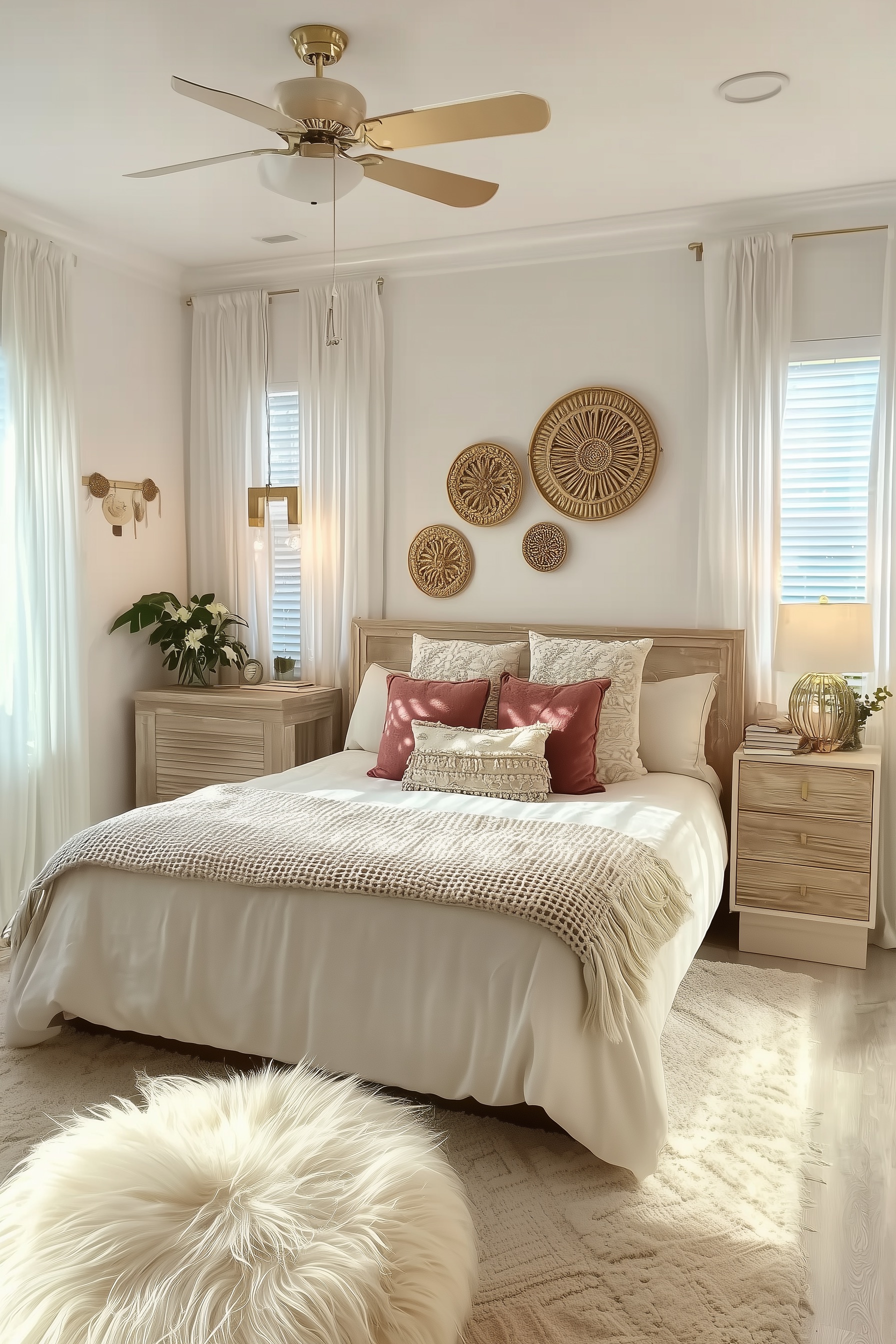 Set a Faux Fur Ottoman for Extra Cozy Earthy Comfort