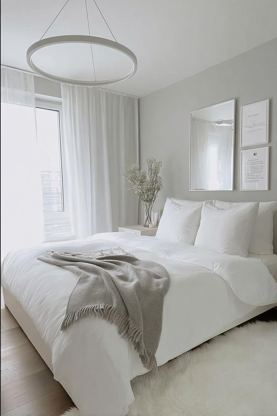 Showcase a Grey and White Throw Blanket For Subtle Contrast