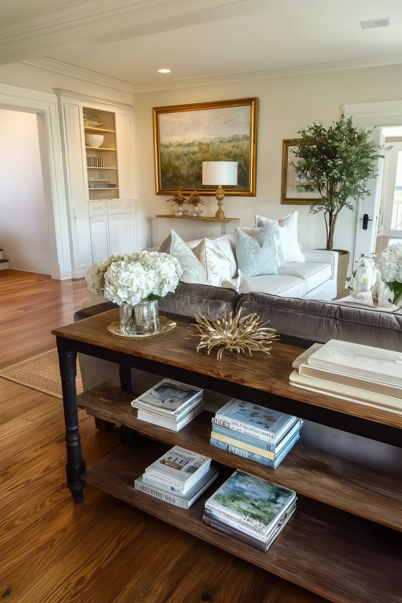 Showcase Stacked Coffee Table Books for Ideas Living Room Style