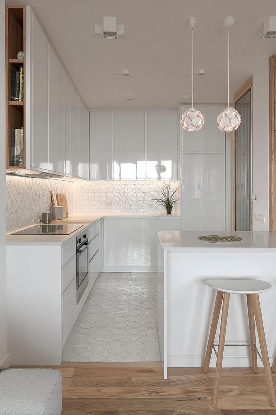 Spotlight Glossy Backsplash Tiles For Reflective All White Appeal