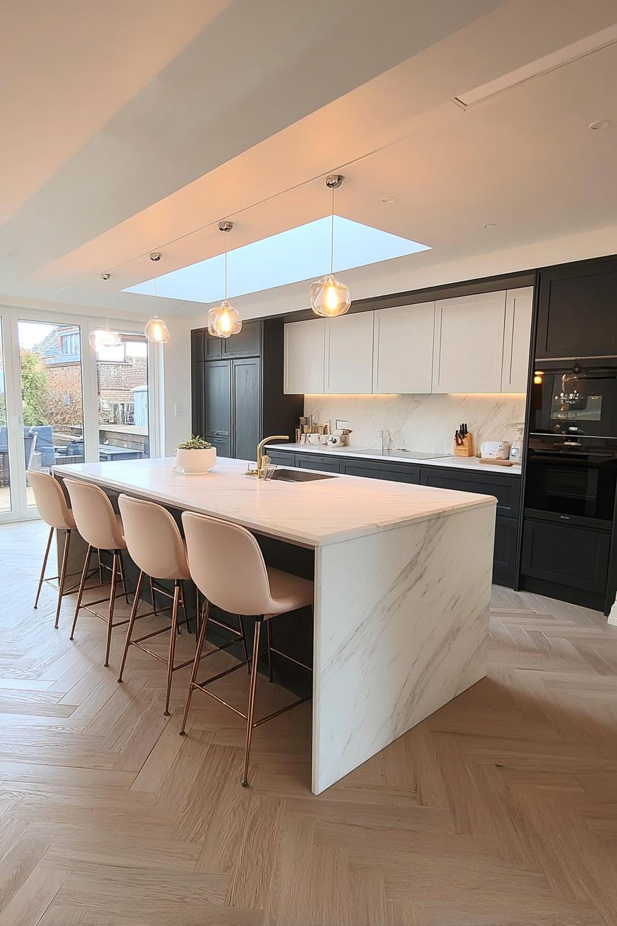 Spotlight the Black Countertop Frame For Contemporary Kitchen Island Contrast
